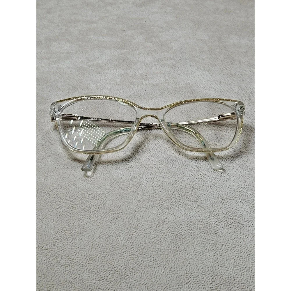 bebe BB5203 204 Taupe Crystal Clear Authentic Full Rim Eyeglass Frames 52-17-135